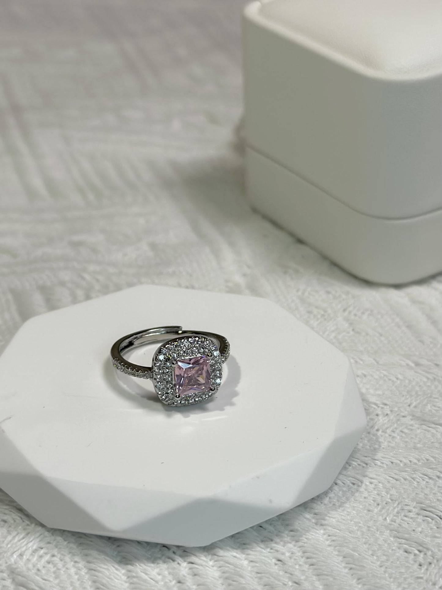 Classic oversized square imitation D moissanite ring