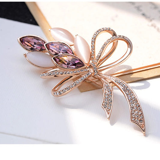 Simple Alloy Crystal Brooch