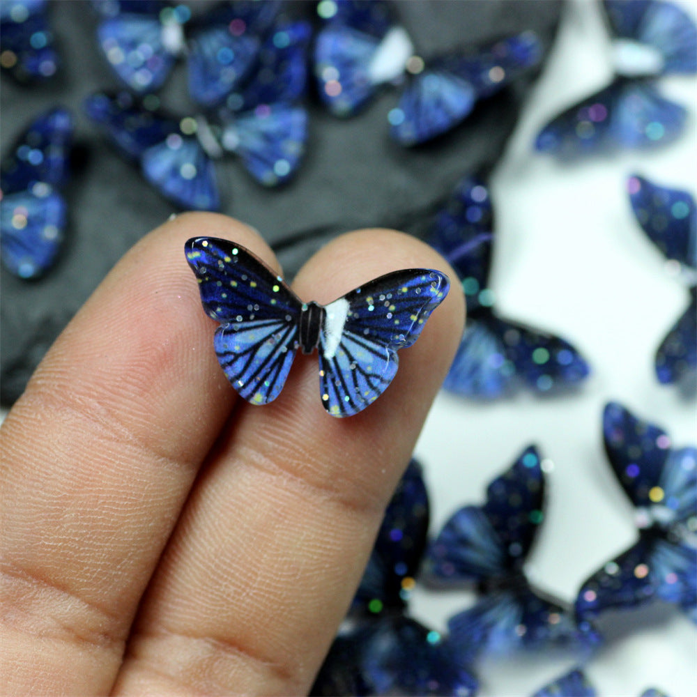 Butterfly Dark Blue Star Colour Hollowless 14x22.5mm Hair Accessories DIY Decoration