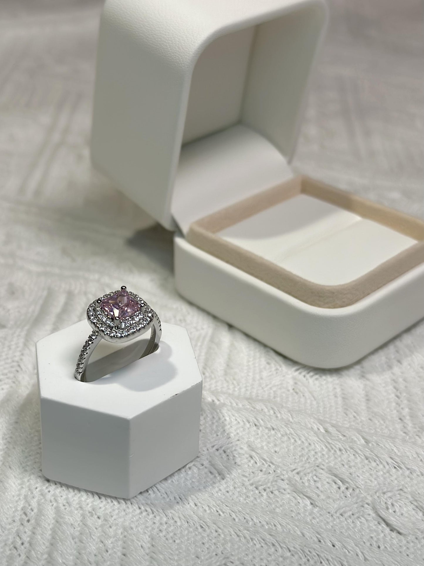 Classic oversized square imitation D moissanite ring