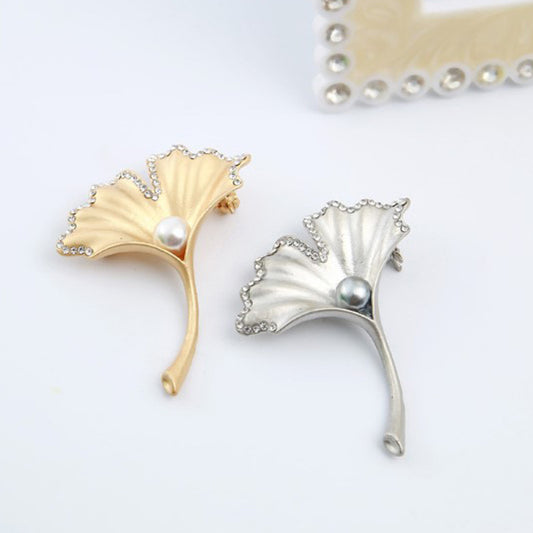 Pearl Leaf Brooch