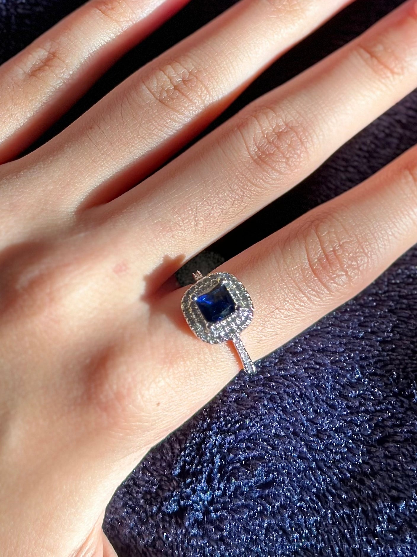 Classic oversized square imitation D moissanite ring