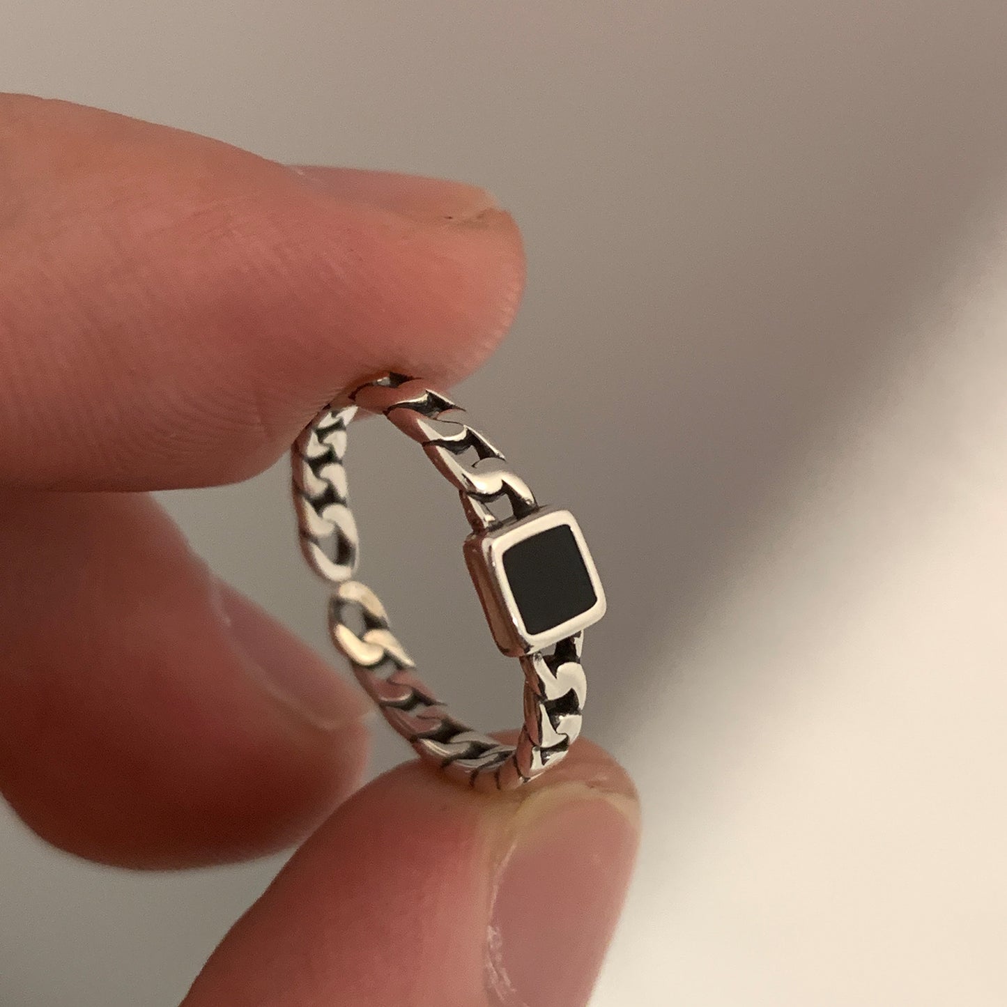 Twisted Black Zirconia Open End Ring