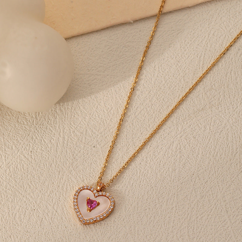 Natural Mother-of-pearl Heart Necklace