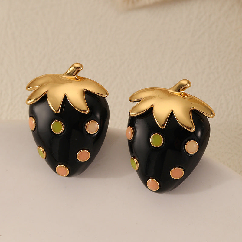 Black Strawberry Drip Earrings