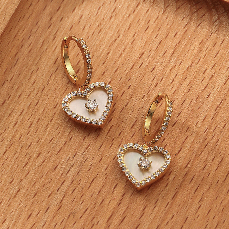 Zircon Love Shell Earrings