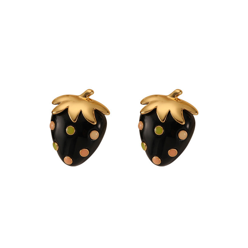 Black Strawberry Drip Earrings