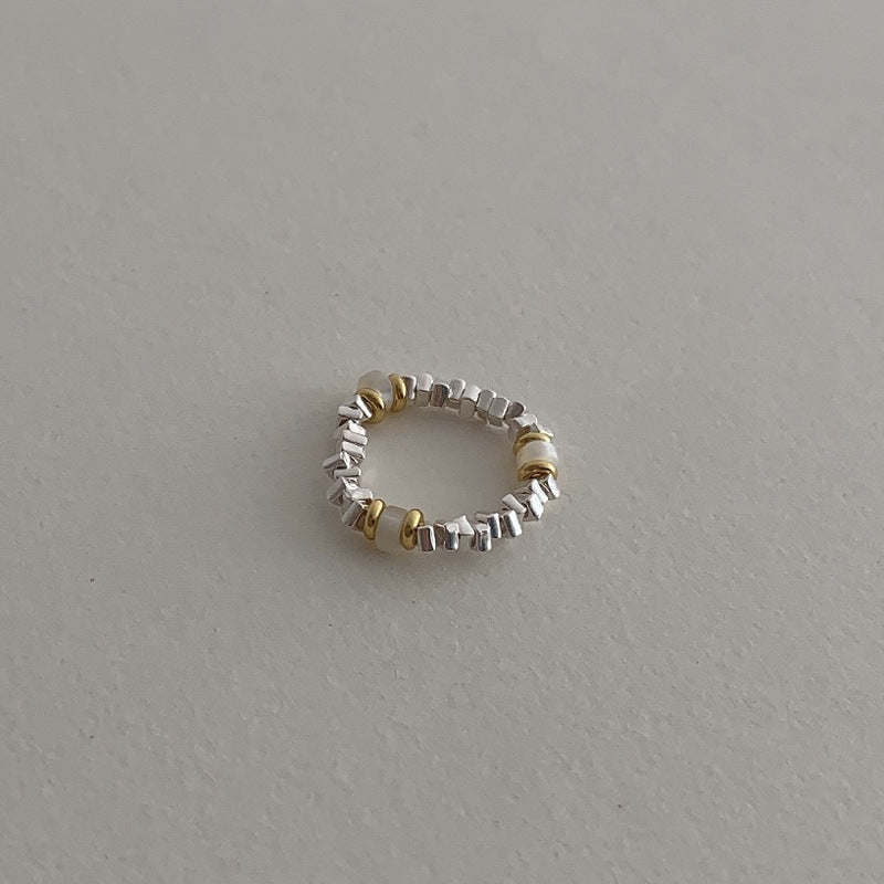 Broken Silver Beaded Ring