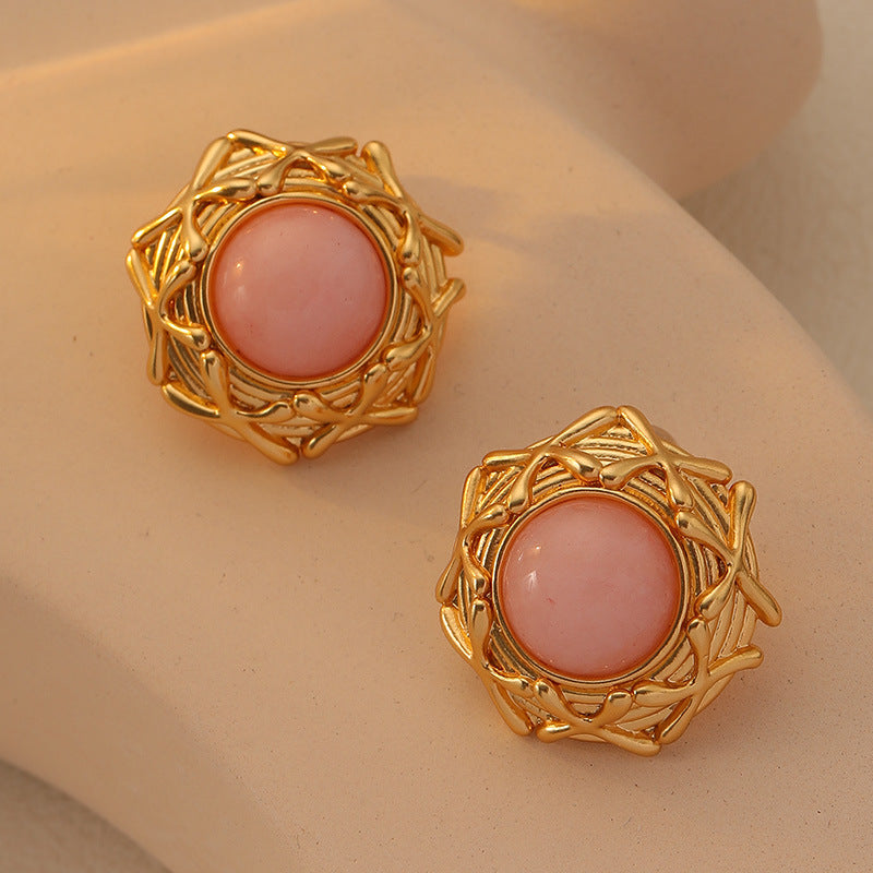 Pink Stone Earrings