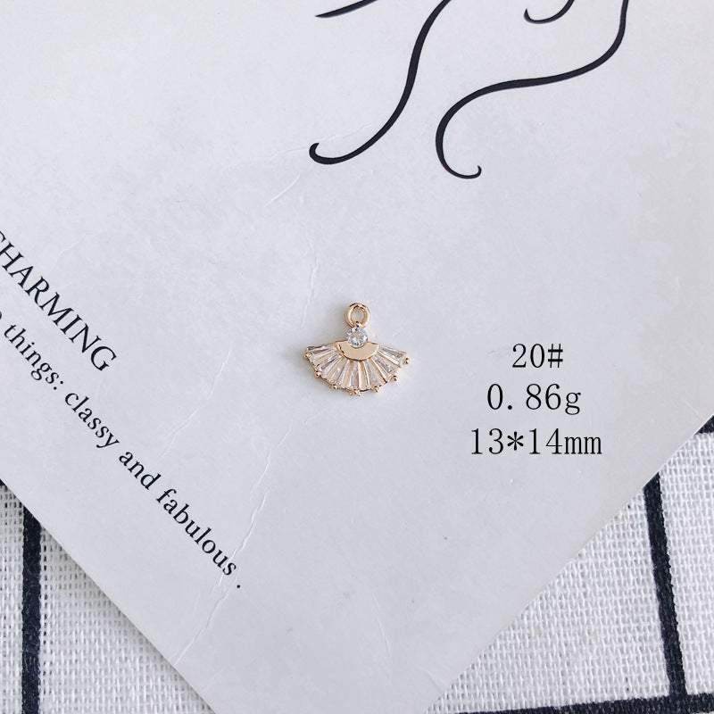 Zircon Moon Stars Mianyang Leaves Fan Small Pendant DIY Accessories