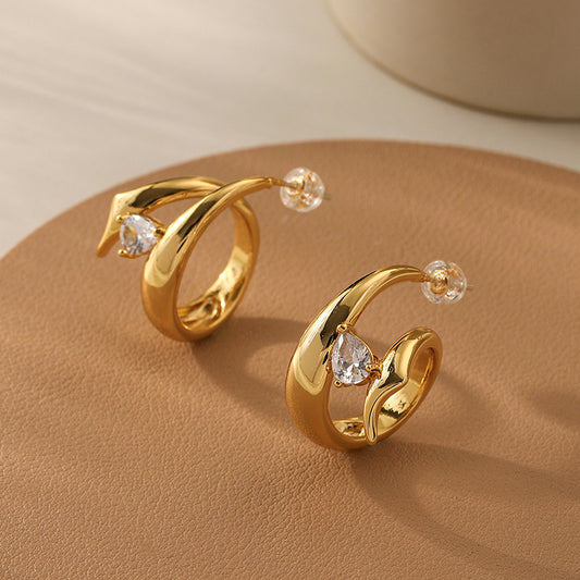 Exquisite Earrings with Zircon Circle