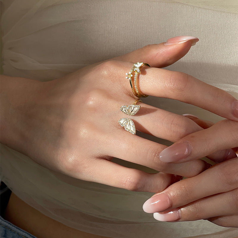 White Mother of Pearl Butterfly Adjustable Ring