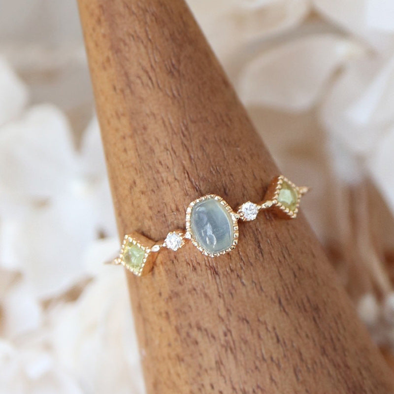 Aquamarine Ring Female Fashion Personality All Match Open Ring