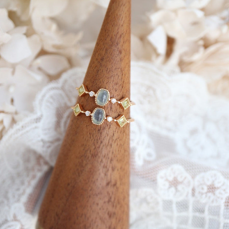 Aquamarine Ring Female Fashion Personality All Match Open Ring