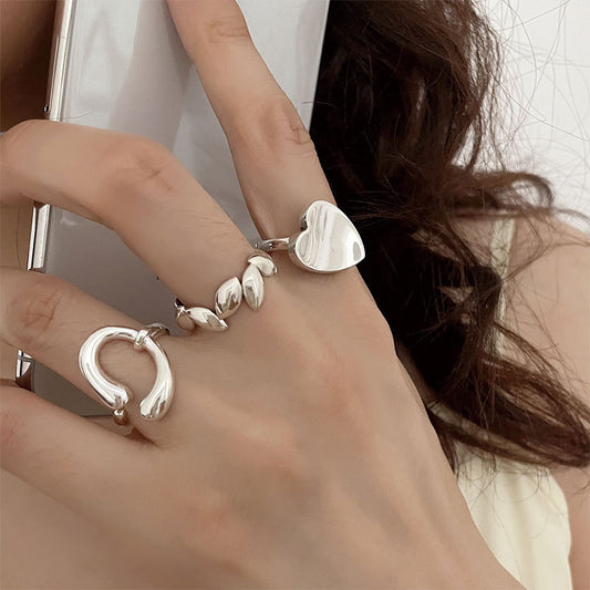 Ins Wind Love Irregular Cold Wind Adjustable Ring