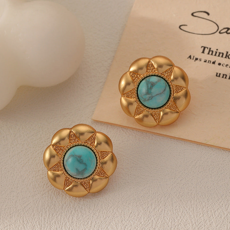 Natural Stone Flower Earrings