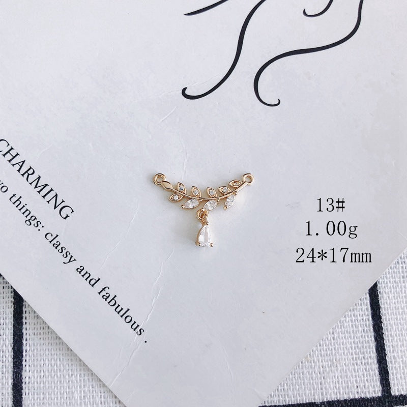 Zircon Moon Stars Mianyang Leaves Fan Small Pendant DIY Accessories