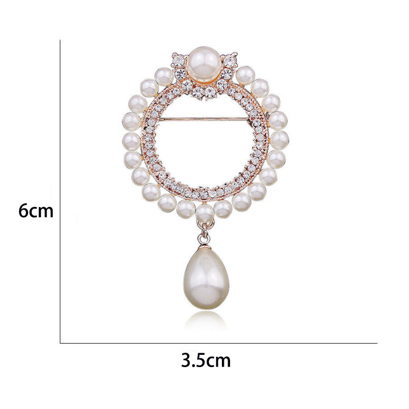 Diamond Pearl Brooch