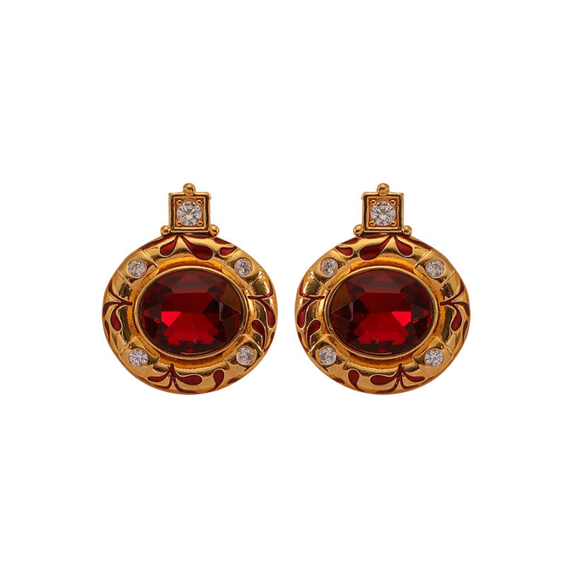 Red Drip Zirconia Earrings