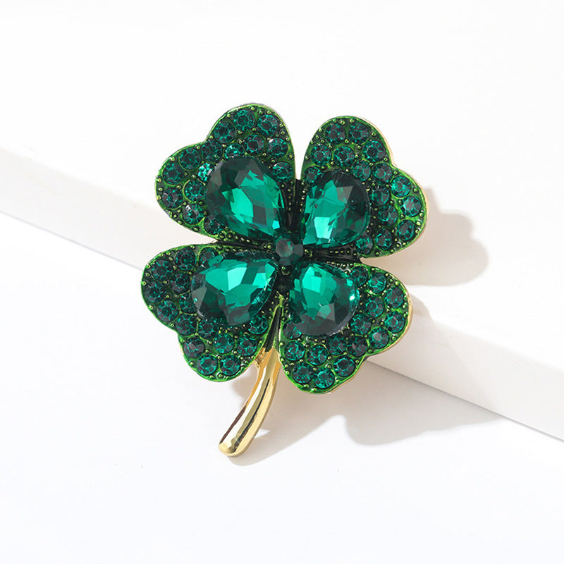 Crystal Clover Brooch