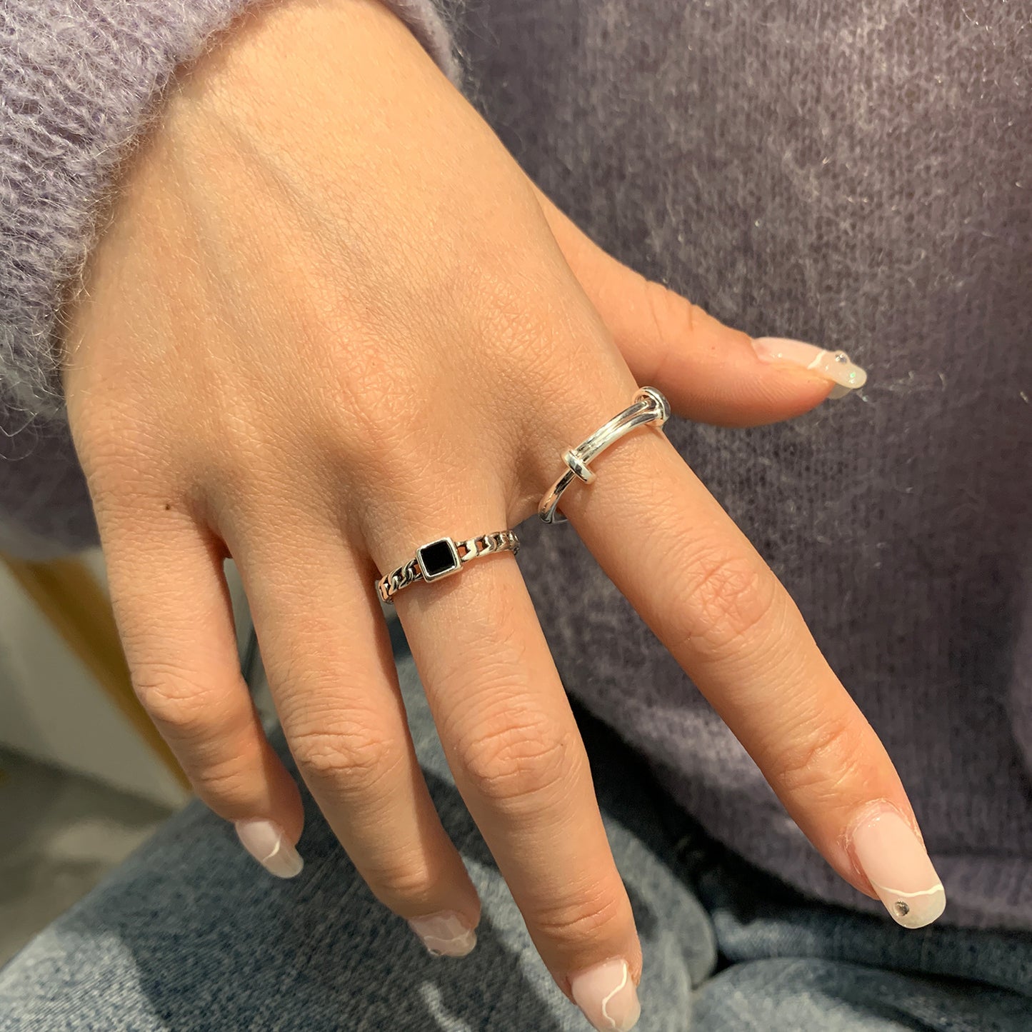 Twisted Black Zirconia Open End Ring