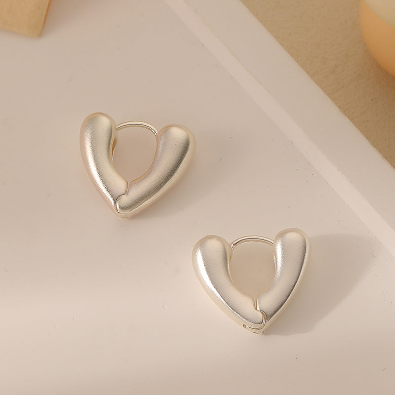 Silver Matte Love Buckle Earrings