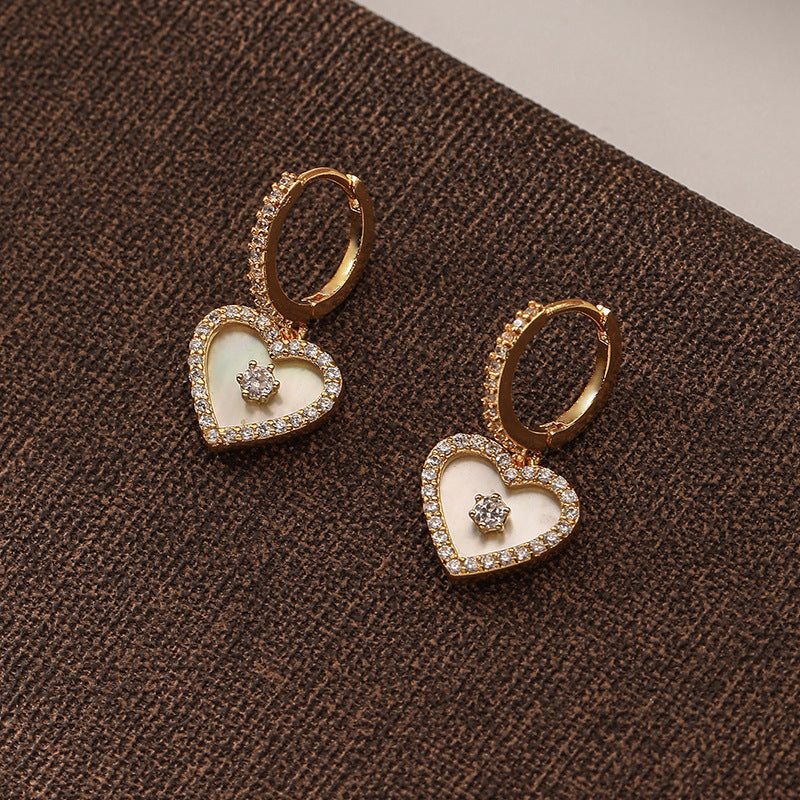 Zircon Love Shell Earrings