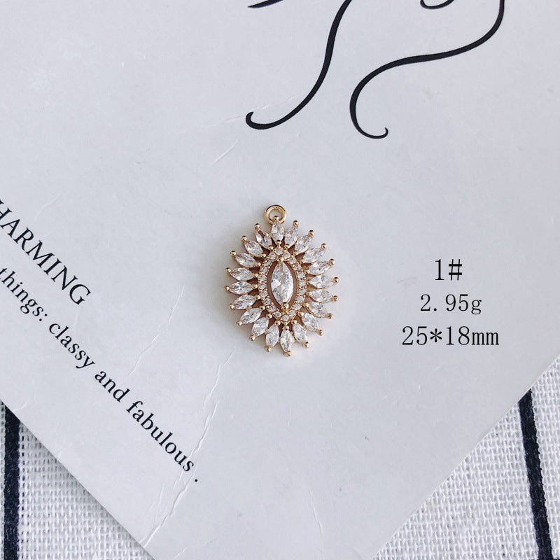 Zircon Moon Stars Mianyang Leaves Fan Small Pendant DIY Accessories