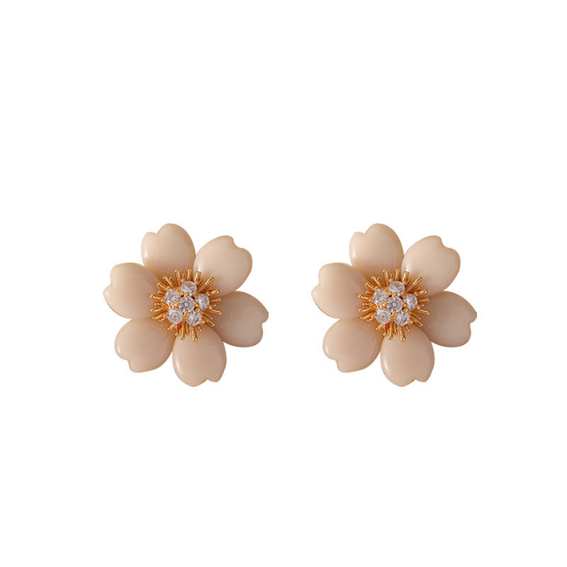 Zircon Colored Flower Earrings