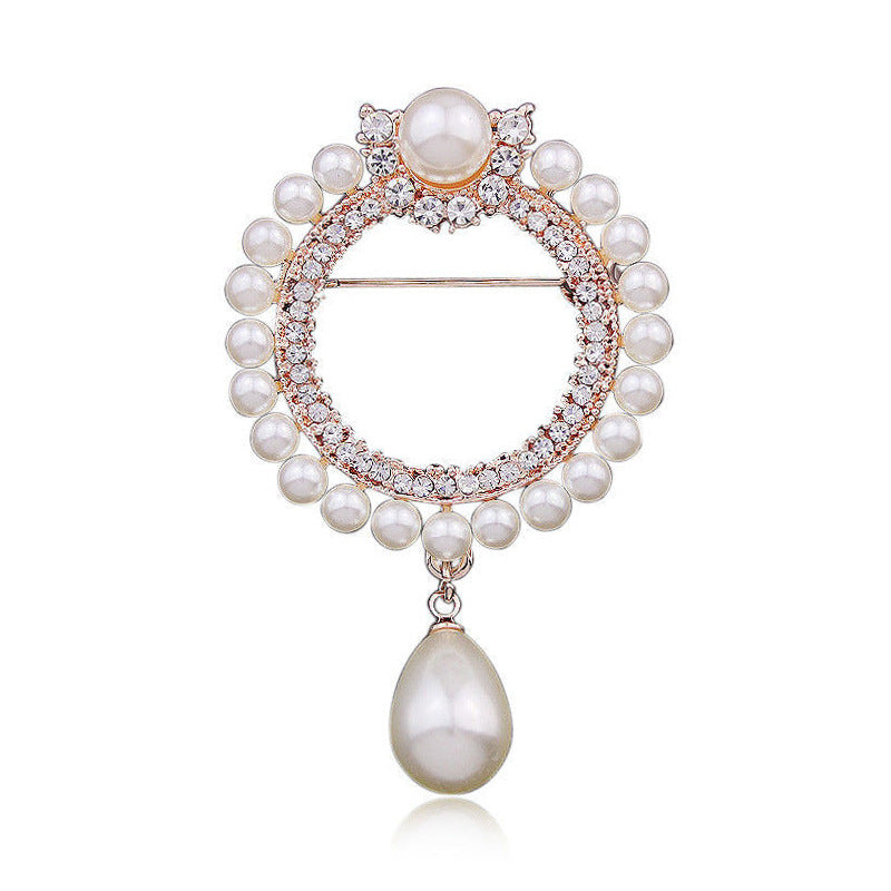 Diamond Pearl Brooch