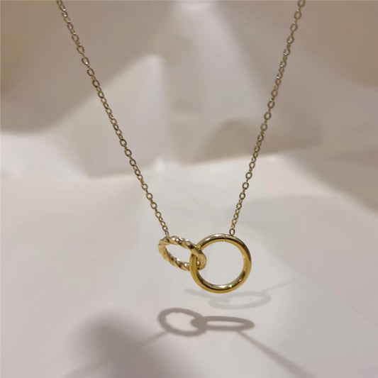 Circle Titanium Steel Necklace with Gold Plated Color