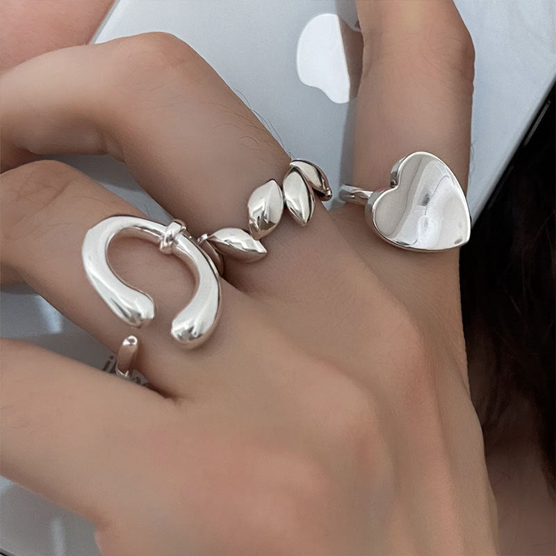 Ins Wind Love Irregular Cold Wind Adjustable Ring