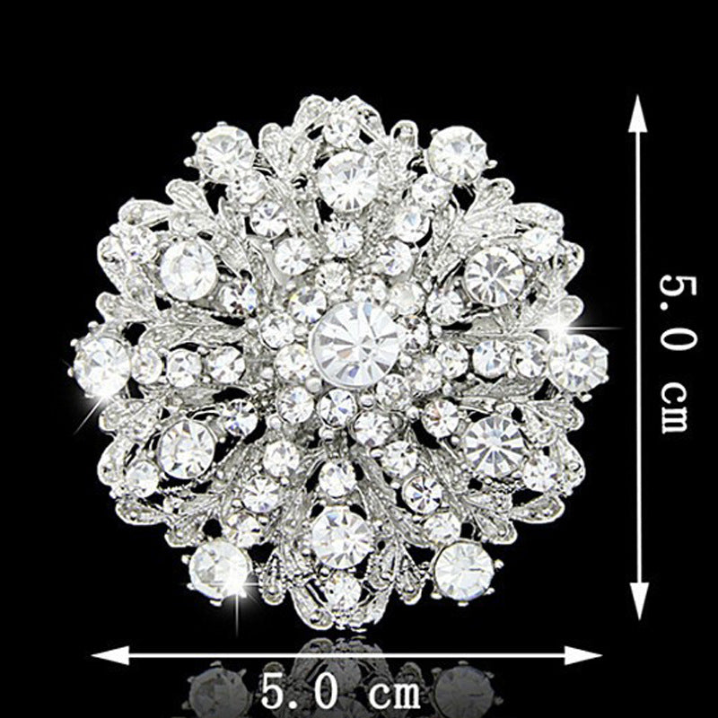 Rhinestone Alloy Large Flower Brooch