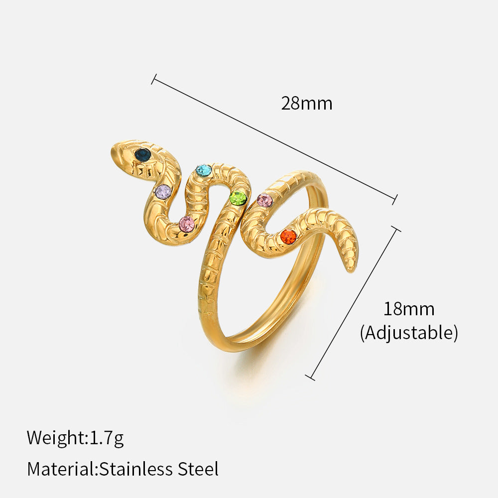 Fashion Color Diamond Set Snake Ring Small Snake Ring