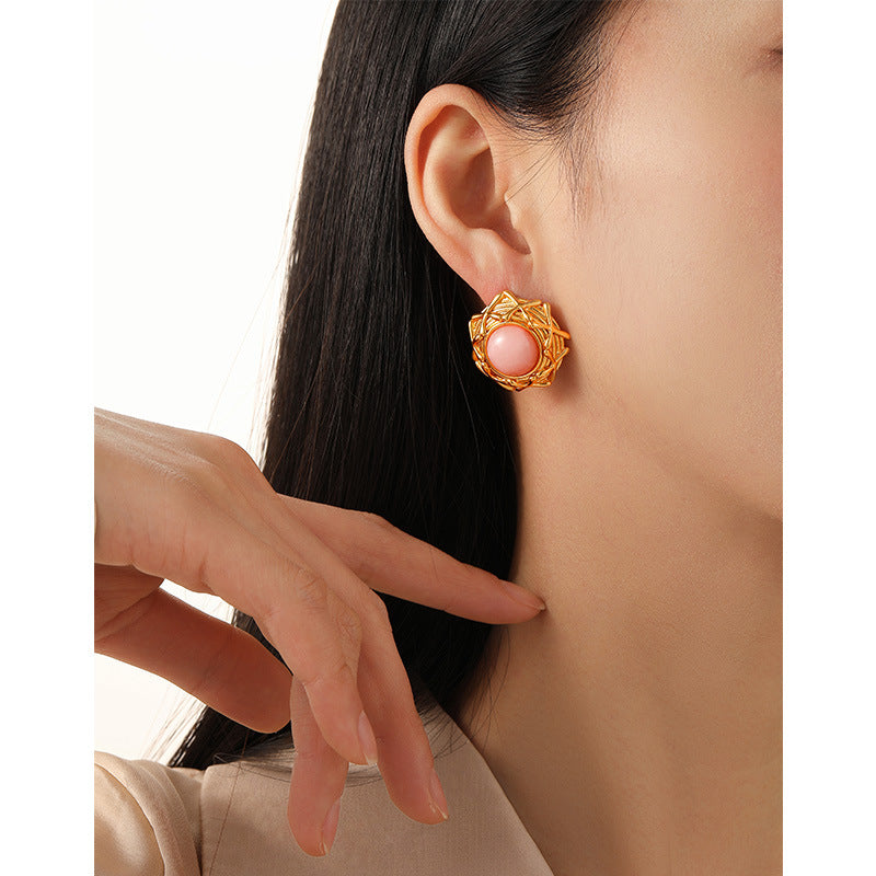 Pink Stone Earrings