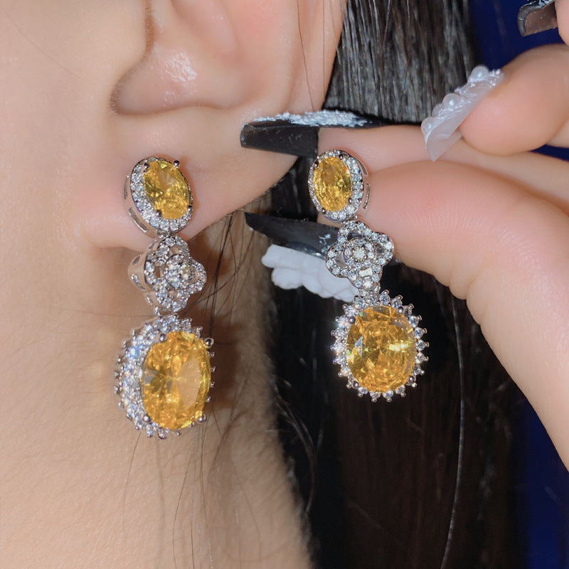 French Vintage Golden Zirconia Ice Candy Earrings