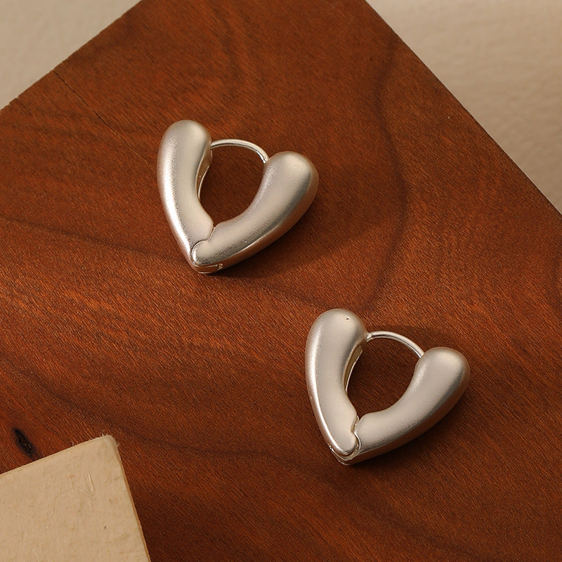 Silver Matte Love Buckle Earrings