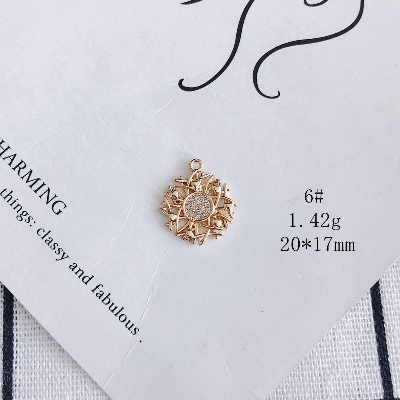 Zircon Moon Stars Mianyang Leaves Fan Small Pendant DIY Accessories