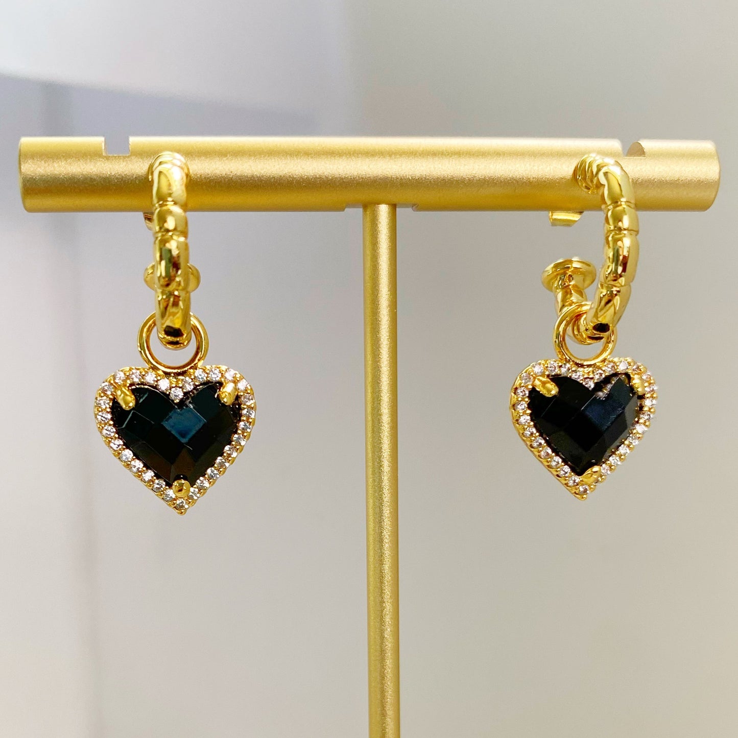 Black Heart Gemstone Earrings