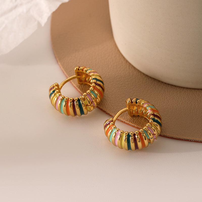 Vintage Colourful Oil Drop Earrings