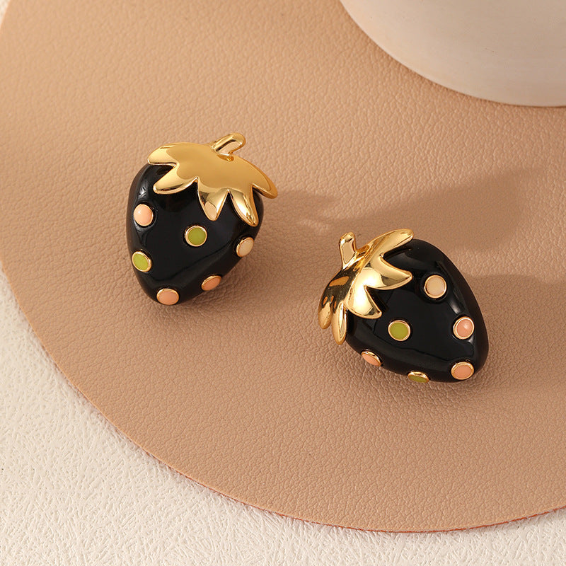 Black Strawberry Drip Earrings