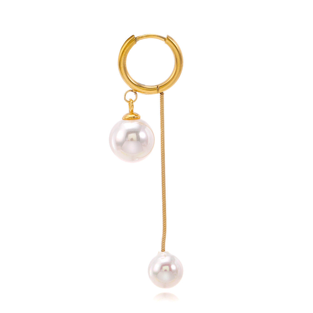 Light Luxury Ins Gold Plated Pearl Fringe French Fashion High Sense Earrings