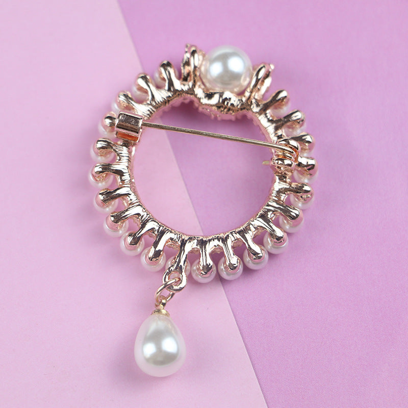 Diamond Pearl Brooch