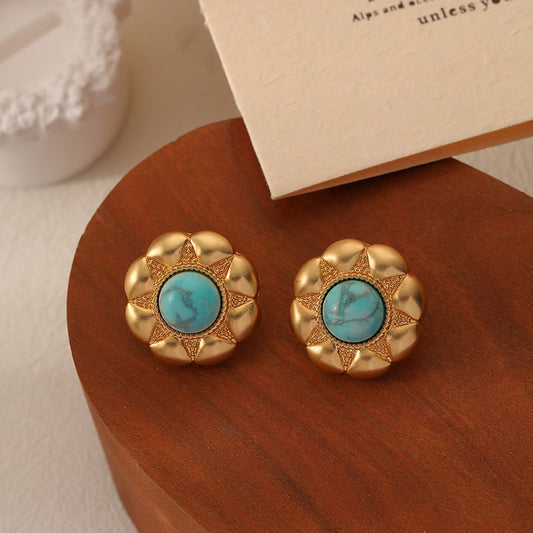 Natural Stone Flower Earrings