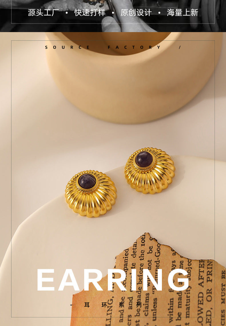 Matte Round Scallop Earrings