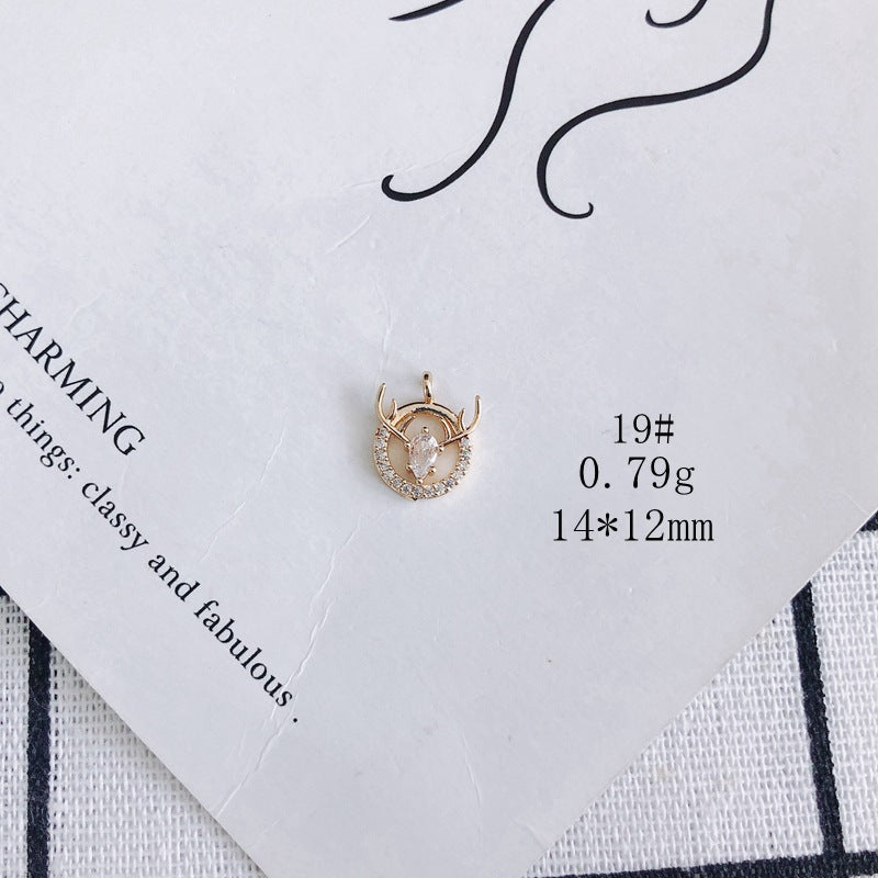 Zircon Moon Stars Mianyang Leaves Fan Small Pendant DIY Accessories