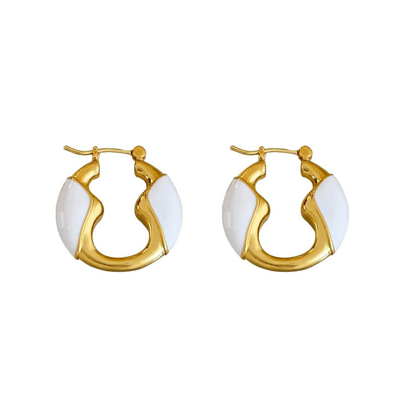 Fashion Cutout White Drip Circle Earrings