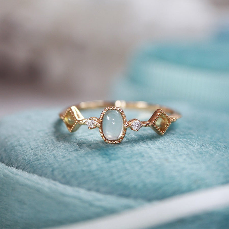 Aquamarine Ring Female Fashion Personality All Match Open Ring