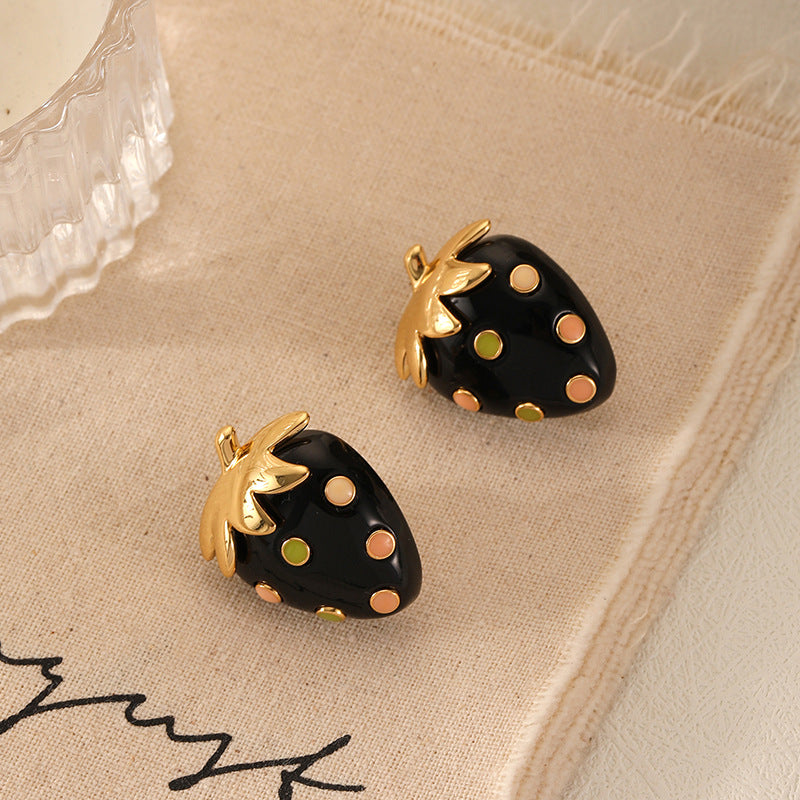 Black Strawberry Drip Earrings