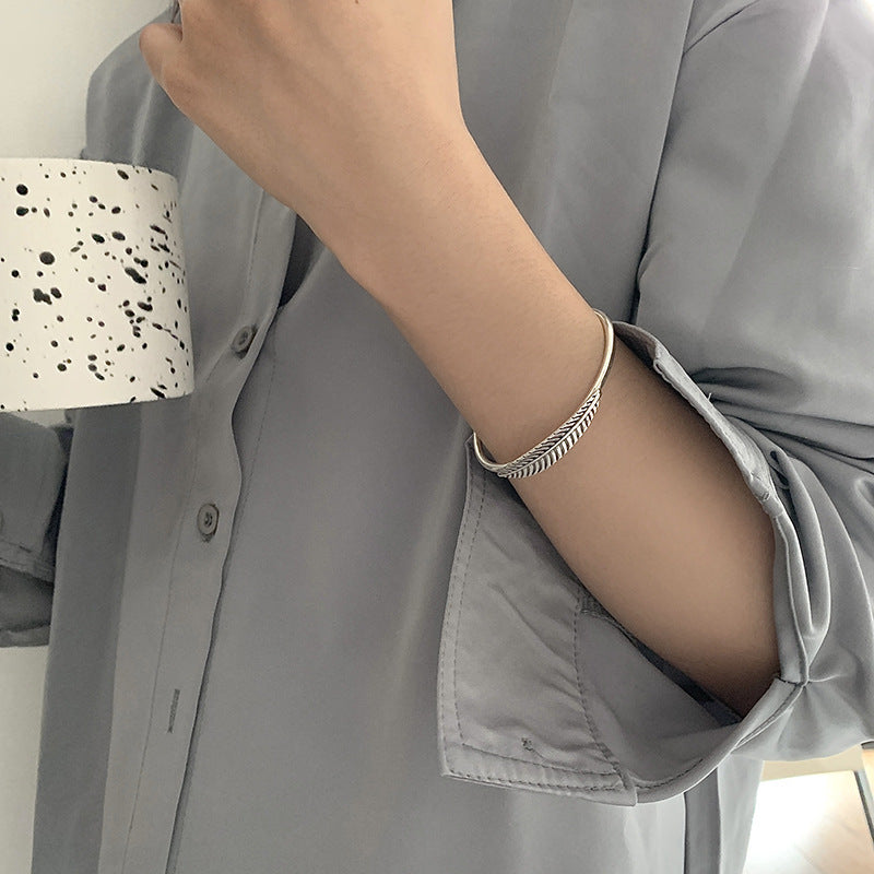 Leaf bracelet delicate open silver jewellery